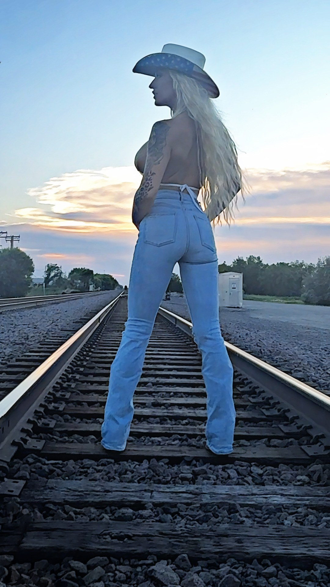 Samantha Foxx in a western lifestyle portrait at sunset